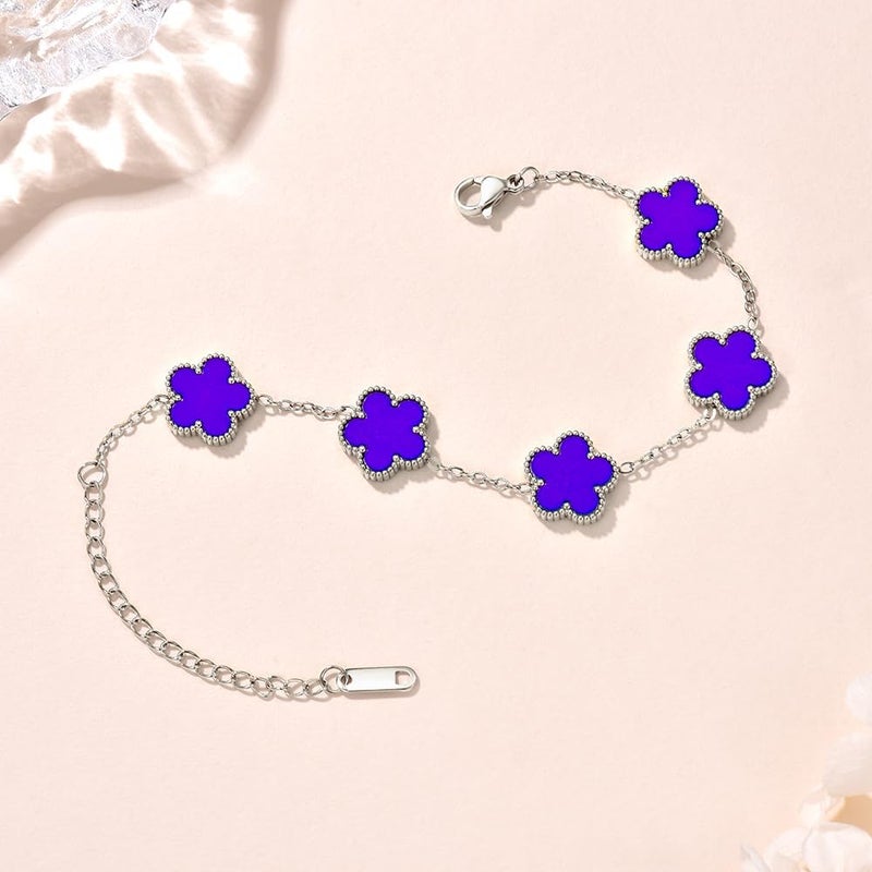 FLY FEI 18K Gold-Plated Four Leaf Clover Bracelet for Women,Adjustable lucky Bracelet Set Jewelry Gift-Hypoallergenic Charm for Birthdays, Wellness & Daily Wear - Image 4